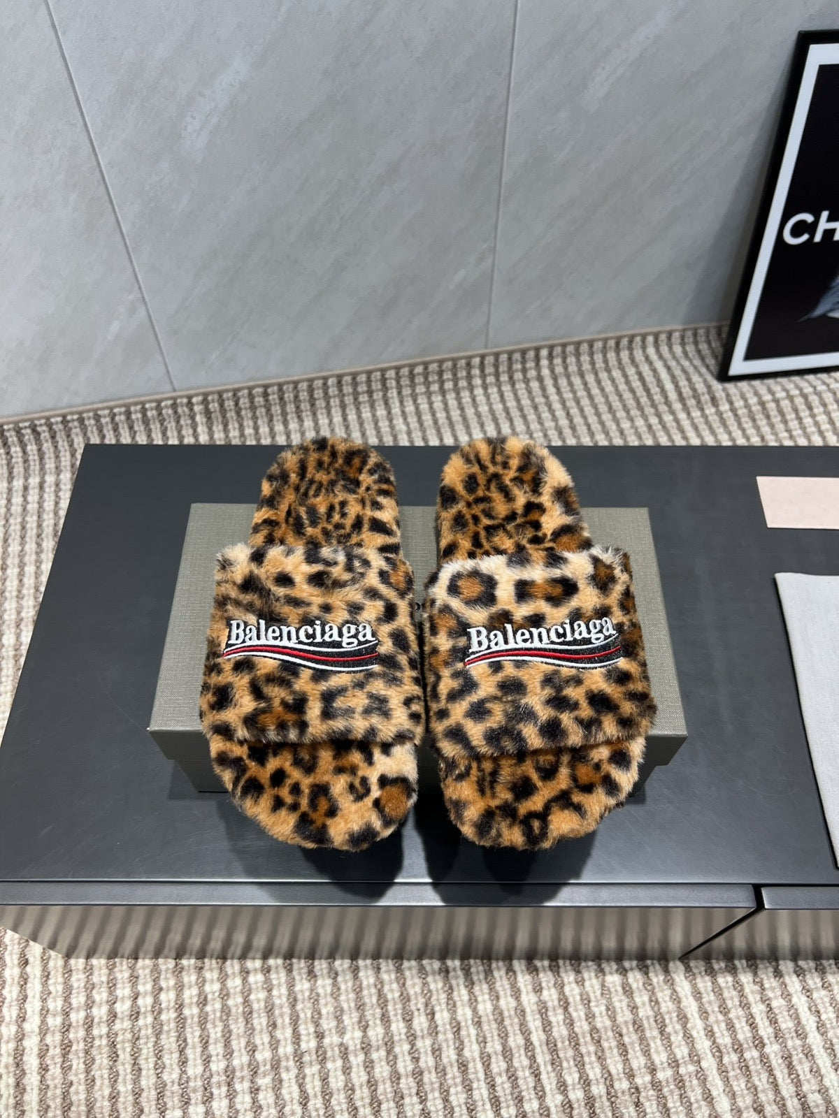 Leopard Fur Slides